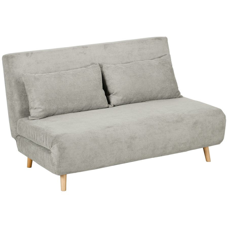 HOMCOM Schlafsofa, Klappbett mit Bettfunktion, Rückenkissen, Polstersofa mit Verstellbarer Rückenlehne, Samtoptik, 141 x 90 x 81 cm, Grau   Aosom von HOMCOM