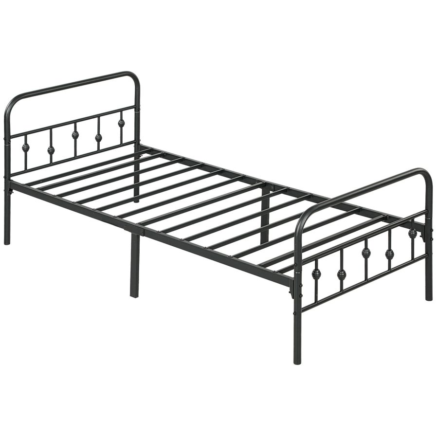 HOMCOM Bettrahmen für Matratze 200 x 90 cm, klappbar Bettgestell, 82,5 cm hoch Metallbett, Metallrahmenbett aus Metall, für Schlafzimmer Gästezimmer, Schwarz   Aosom von HOMCOM