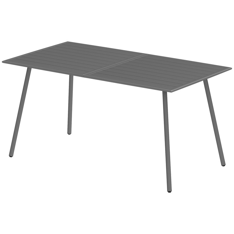 Outsunny Gartentisch für 6 Personen, Gartentisch mit rechteckiger lattenrostartiger Stahlplatte, rostbeständig, für Terrasse, Balkon, 150 x 80 x 74 cm, grau   Aosom von Outsunny