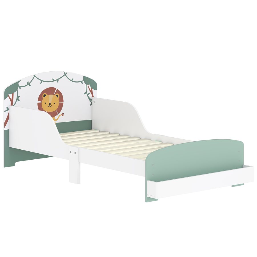 AIYAPLAY Kinderbett 3-8 Jahre Niedrig mit Stauraum und Seitengittern, Kinderbett aus MDF und Sperrholz, 150x77x60 cm, Grün   Aosom von AIYAPLAY