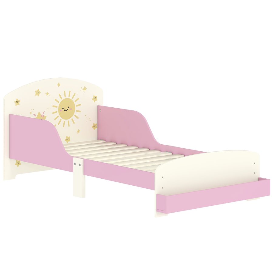 AIYAPLAY Kinderbett 3-8 Jahre Niedrig mit Stauraum und Seitengittern, Kinderbett aus MDF und Sperrholz, 150x77x60 cm, Rosa   Aosom von AIYAPLAY