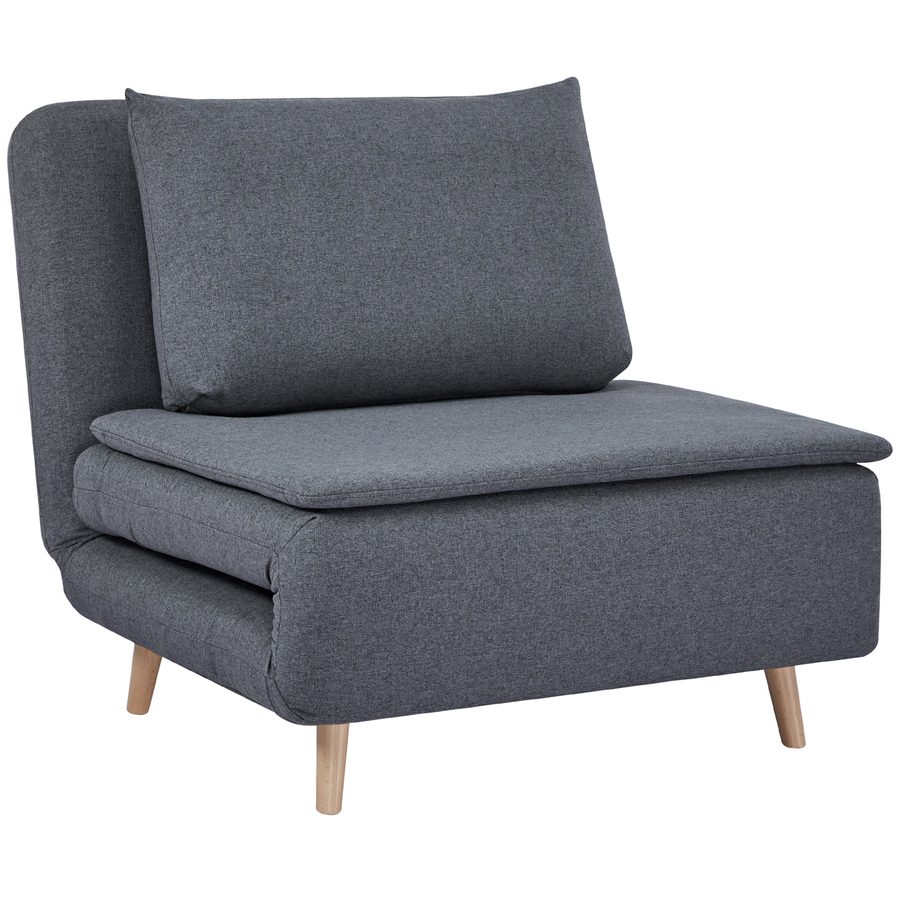 HOMCOM Schlafsessel 3-in-1 klappbar Schlafsofa mit Bettfunktion, Lendenkissen Dick Gepolstert Relaxsessel mit Verstellbarer Rückenlehne, Leinenoptik, Holzbeine Chaiselongue für Wohnzimmer, Grau   Aosom von HOMCOM