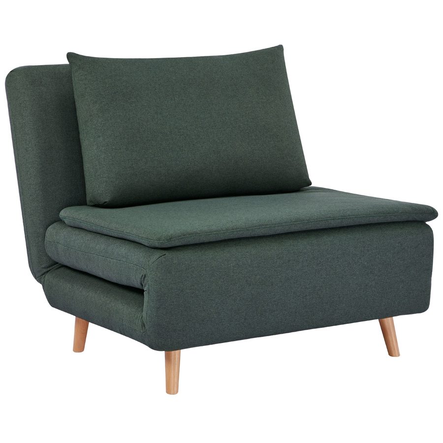 HOMCOM Schlafsessel 3-in-1 klappbar Schlafsofa mit Bettfunktion, Lendenkissen Dick Gepolstert Relaxsessel mit Verstellbarer Rückenlehne, Leinenoptik, Holzbeine Chaiselongue für Wohnzimmer, Dunkelgrün   Aosom von HOMCOM
