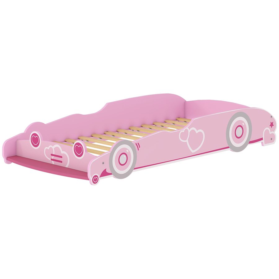AIYAPLAY Kinderbett 70x140 cm, Autoform, mit Absturzsicherung und Lattenrost, für Kinder von 3-5 Jahren, Rosa   Aosom von AIYAPLAY