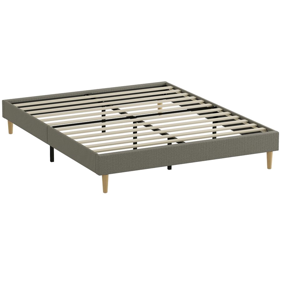 HOMCOM Bettgestell 160 x 200 cm mit Holzlattenrost, gepolstertes Doppelbett aus Kordvelours, Stauraum darunter, geräuscharm, einfache Montage, grau   Aosom von HOMCOM