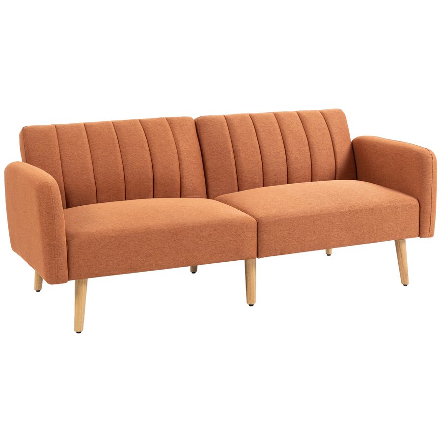HOMCOM Schlafsofa 2‑Sitzer Skandinavisches Design Rückenlehne 3‑fach verstellbar Holzfüße Leinenoptik Stoff Braun   Aosom von HOMCOM