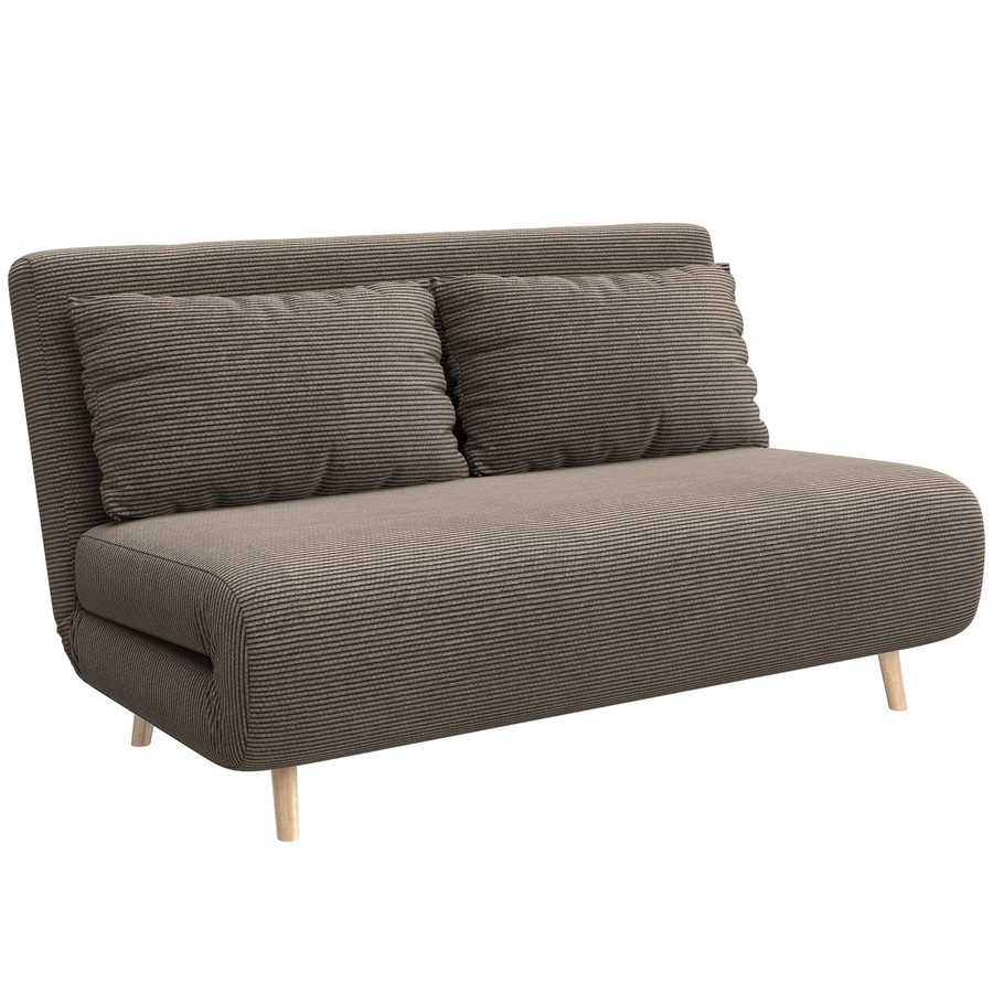 HOMCOM 3 in 1 Schlafsofa 2 Sitzer Sofa mit Schlaffunktion, 191 x 141 cm Klappbar Couch Schlafcouch mit 3-stufig Verstellbarer Rückenlehne und Kordoptik für Wohnzimmer, Dunkelbraun   Aosom von HOMCOM