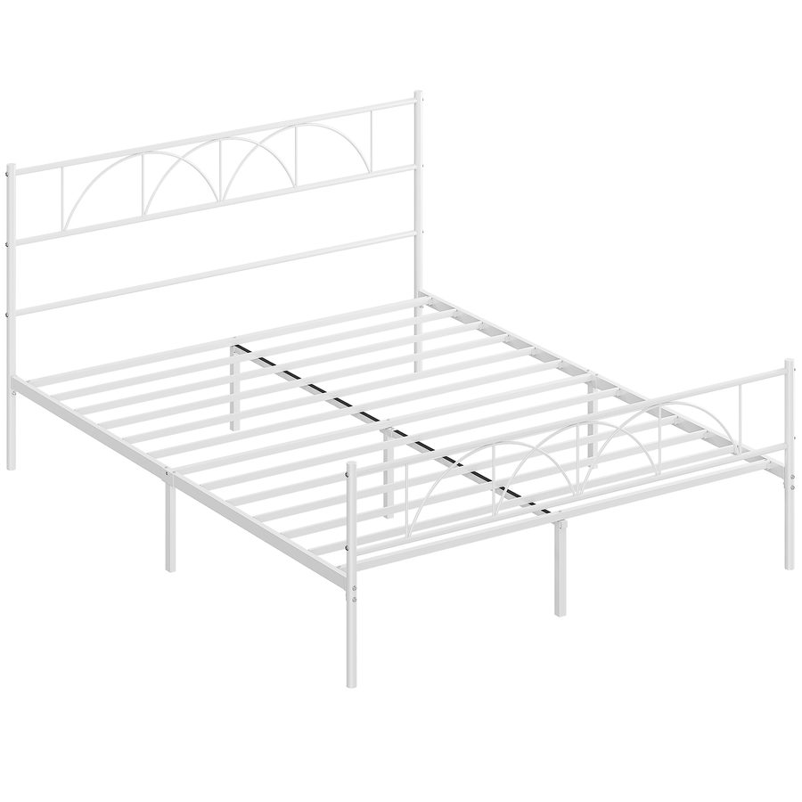 HOMCOM Doppelbett, 160x200 cm, Stahlbettgestell mit Kopfteil, Stahl-Lattenrost, Stauraum unter dem Bett, Weiß   Aosom von HOMCOM