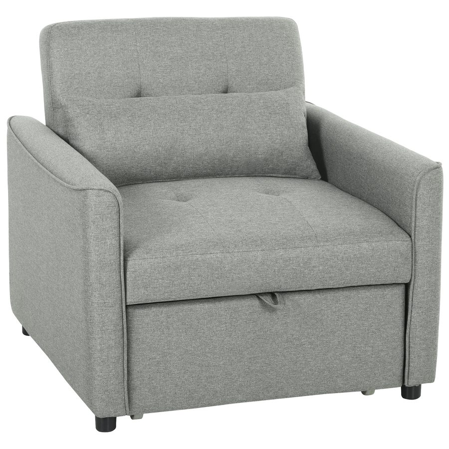 HOMCOM 3-in-1 Schlafsessel Umwandelbarer Sessel mit Bettfunktion, Verstellbarer Rückenlehne, Breiter Sitzfläche, Lendenkissen, Schlafsofa mit Leinenoptik für Wohnzimmer, Wohnung, Grau   Aosom von HOMCOM