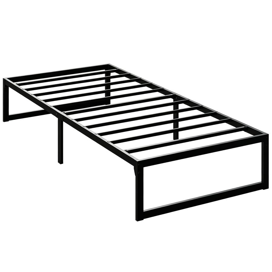 HOMCOM Bettgestell 90 x 200 cm mit Lattenrost, Einzelbett mit Metalllattenrahmen, Stauraum unter dem Bett 32,5H cm, geräuscharm, einfache Montage, schwarz   Aosom von HOMCOM
