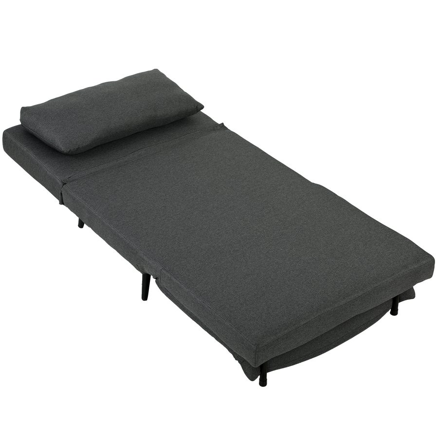 HOMCOM Schlafsessel 3-in-1 Sessel mit Bettfunktion, Klappbar Relaxsessel mit Verstellbarer Rückenlehne, Lendenkissen, Leinenoptik Schlafsofa für Wohnzimmer, Schlafzimmer, Dunkelgrau   Aosom von HOMCOM