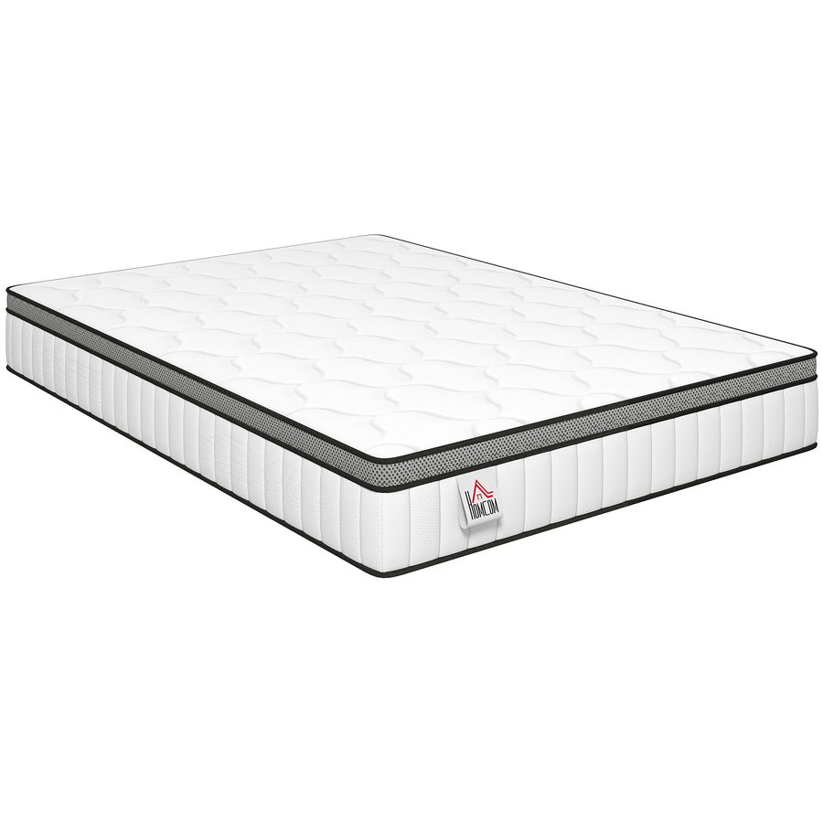 HOMCOM Matratze 140 x 190 cm, 7-Zonen-Taschenfederkern, Memory-Schaum mit kühlendem Gel, 20 cm Höhe, 7-Zonen-Stützung, OEKO-TEX zertifiziert, mittlerer Härtegrad   Aosom von HOMCOM