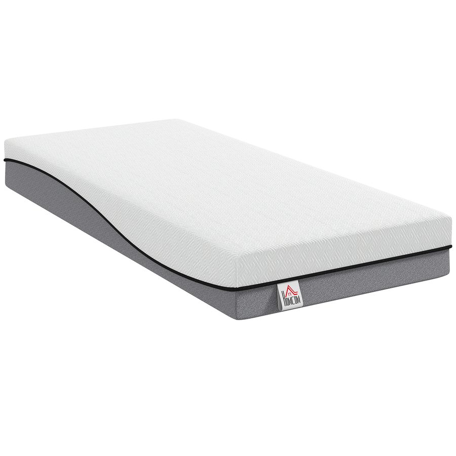 HOMCOM Matratze 90x200cm H3 mittelfest 20 cm Höhe Ergonomisch, Atmungsaktiv Matratze aus Gel-Memory-Schaumstoff,  abnehmbarem, waschbarem Bezug, Öko-Tex & CertiPUR Zertifiziert   Aosom von HOMCOM