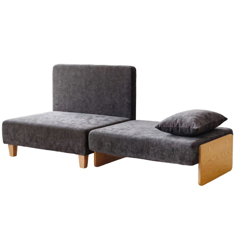 HOMCOM Schlafsessel 2-in-1 mit Bettfunktion, Schlafsofa mit 2 waschbaren Kissen, Seitentaschen, Leinen-Samt-Mischgewebe Gepostert Gästebett für Wohnzimmer, Schlafzimmer, 183 x 57 cm, Dunkelgrau   Aosom