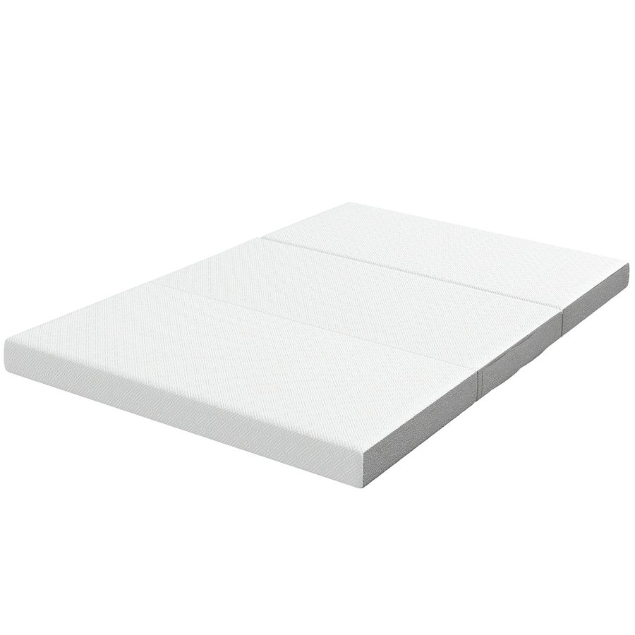 HOMCOM Dreiteilige faltbare Matratze 120x195 cm, 10 cm Dicke, tragbare Bodenmatratze mit waschbarem Bezug, Seitentasche, Gel-Memory-Foam, Gäste/Camping/Reise, Oeko-Tex   Aosom von HOMCOM