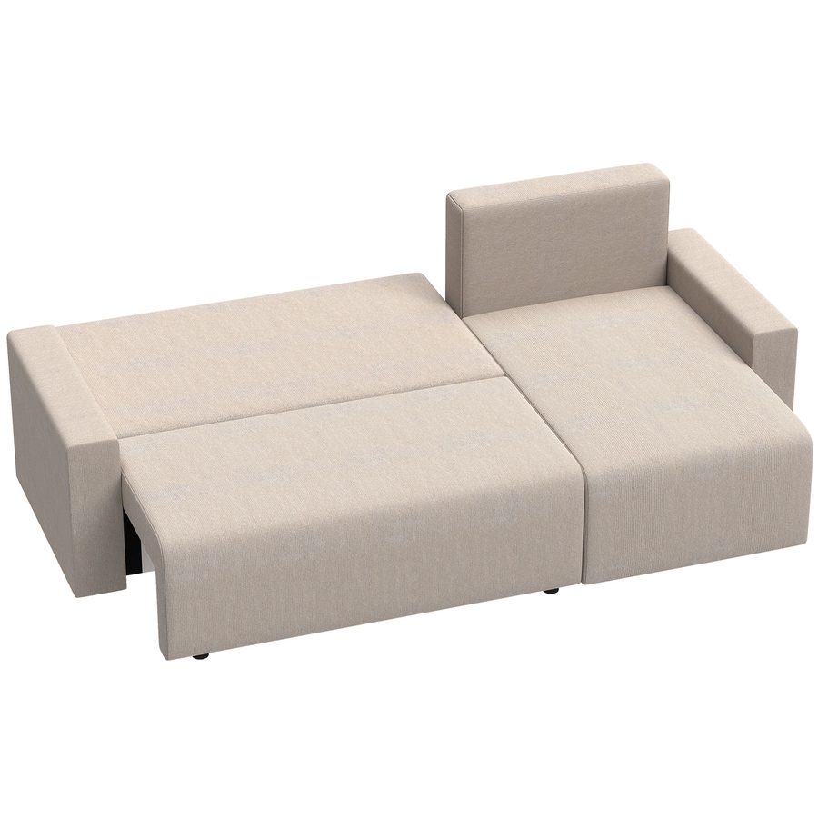 HOMCOM Ecksofa mit Schlaffunktion L-Form 3-Sitzer Sofa mit Umkehrbarer Chaiselongue 2-in-1 Schlafsofa mit Veloursbezug Schlafcouch für Wohnzimmer, Beige   Aosom von HOMCOM