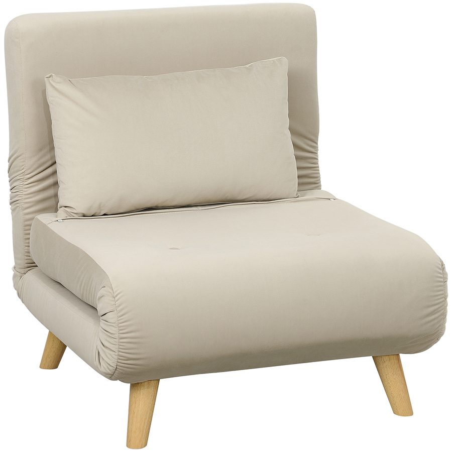 HOMCOM 3 in 1 Schlafsessel Klappbar Schlafsofa mit Bettfunktion Verstellbarer Rückenlehne Kissen Gästebett in Samtoptik Relaxsessel Klappsessel für Wohnzimmer Schlafzimmer 72 x 78 x 79 cm Beige   Aosom von HOMCOM