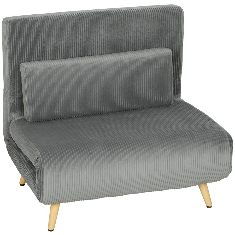 HOMCOM Schlafsessel 3 in 1 Schlafsofa mit Bettfunktion, Verstellbarer Rückenlehne, Metallbeinen Relaxsessel mit Lendenkissen, für Wohnzimmer, Schlafzimmer, Dunkelgrau   Aosom von HOMCOM