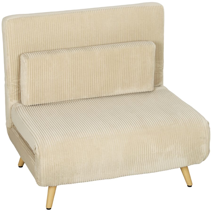 HOMCOM Schlafsessel 3 in 1 Schlafsofa mit Bettfunktion, Verstellbarer Rückenlehne, Metallbeinen Relaxsessel mit Lendenkissen, für Wohnzimmer, Schlafzimmer, Beige   Aosom von HOMCOM