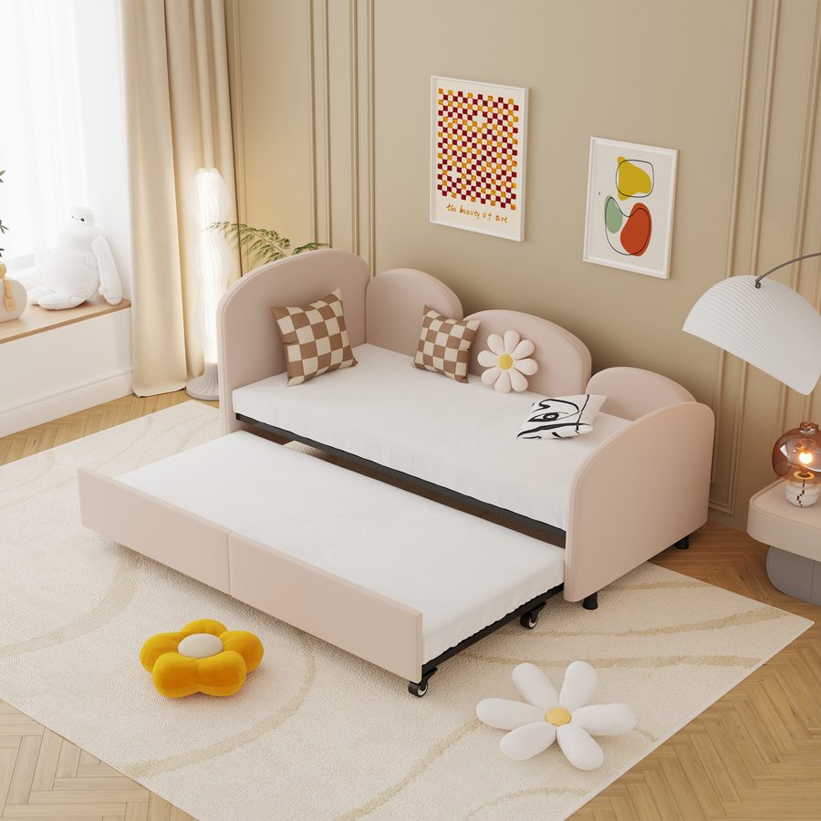 Sofa-Bett 90x200cm für Kinderzimmer, Rosa, mit Schubladen, Wohnzimmer, Sofa-Bett rosa, ohne Matratze, Kinderzimmer Sofa-Bett   Aosom.de von Gomyway