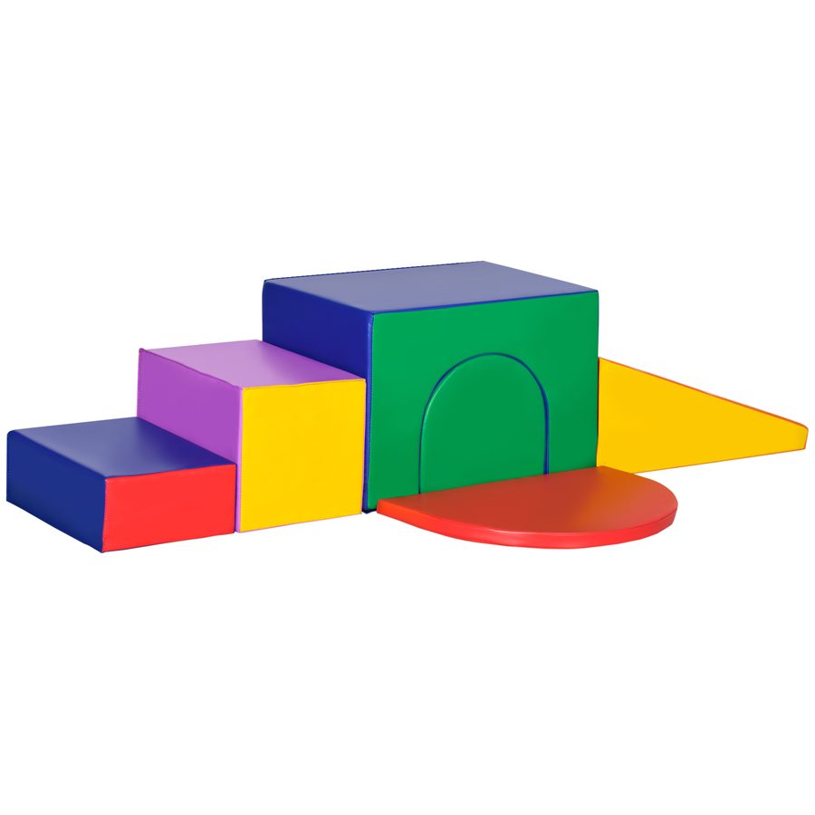 HOMCOM Softbausteine 7er-Set Schaumstoff Bausteine Riesenbausteine Bauklötze Bauspielzeug für Kinder 1-3 Jahre Kunstleder EPE   Aosom.de von HOMCOM