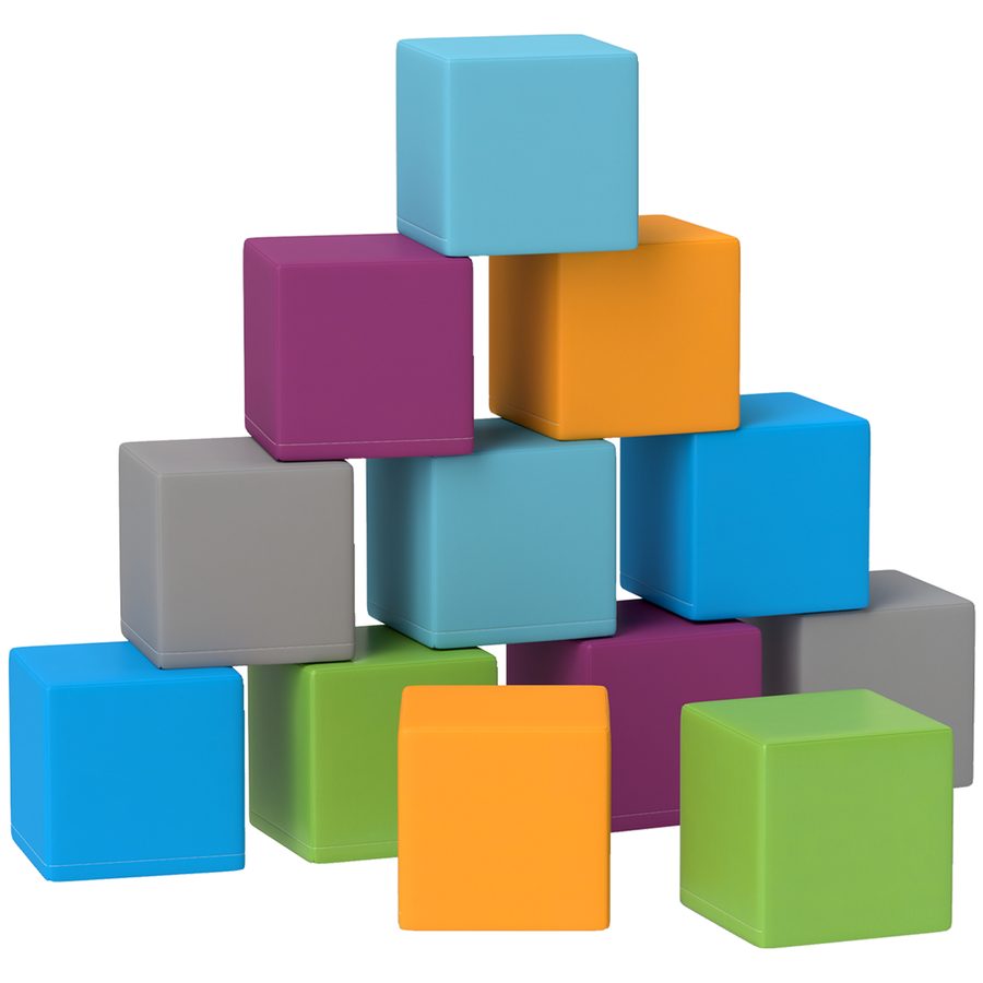 HOMCOM Softbausteine 12er-Set Schaumstoff Bausteine Riesenbausteine für Kinder 1-3 Jahre alt, Bauspielzeug aus Kunstleder & EPE   Aosom.de von HOMCOM