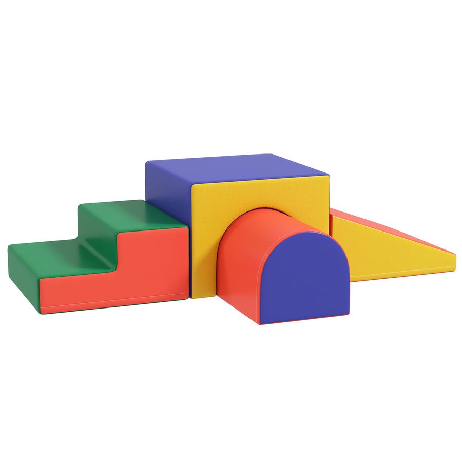 HOMCOM Softbausteine 4er-Set Schaumstoff Bausteine Riesenbausteine Bauklötze Bauspielzeug Schaumstoffblöcke für 1-3 Jahre alt Kinder Kunstleder EPE   Aosom von HOMCOM