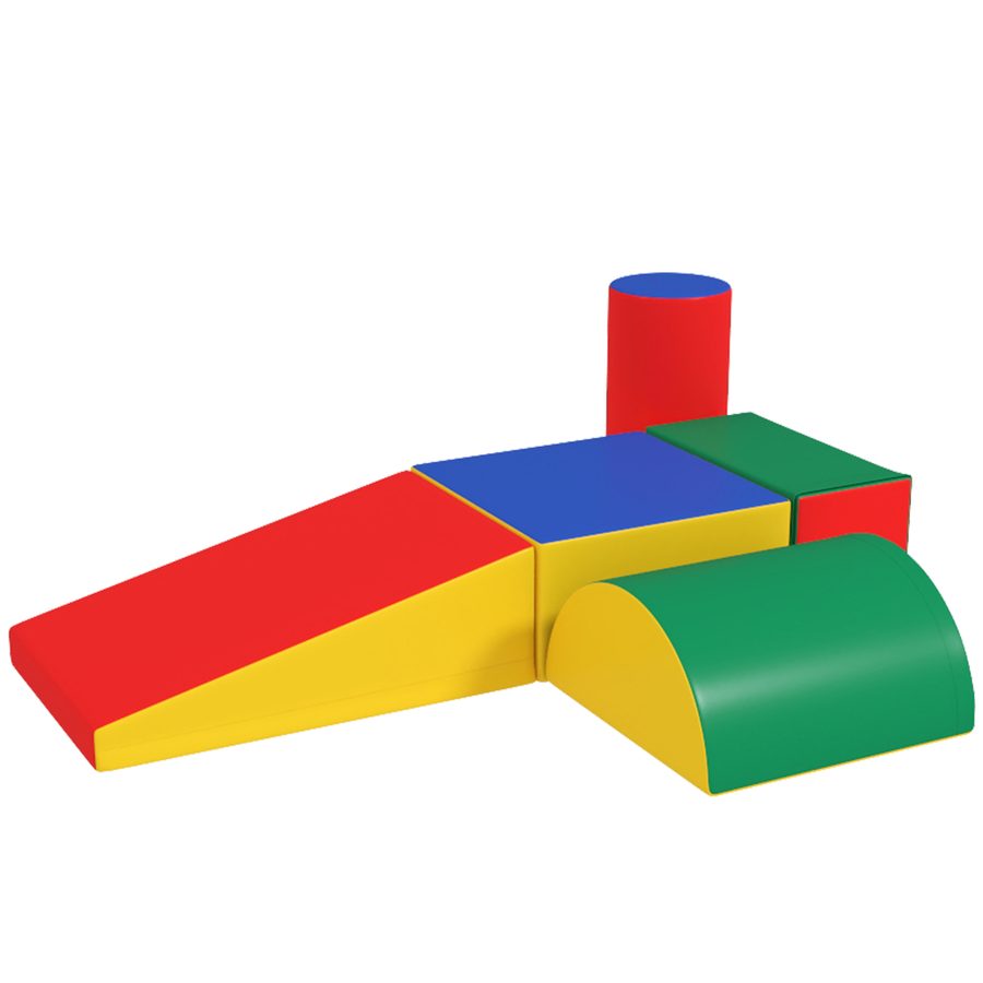 HOMCOM Softbausteine 5er-Set Schaumstoff Bausteine für Kinder 1-3 Jahre, Riesenbausteine Bauspielzeug Kunstleder EPE, weich & sicher   Aosom.de von HOMCOM