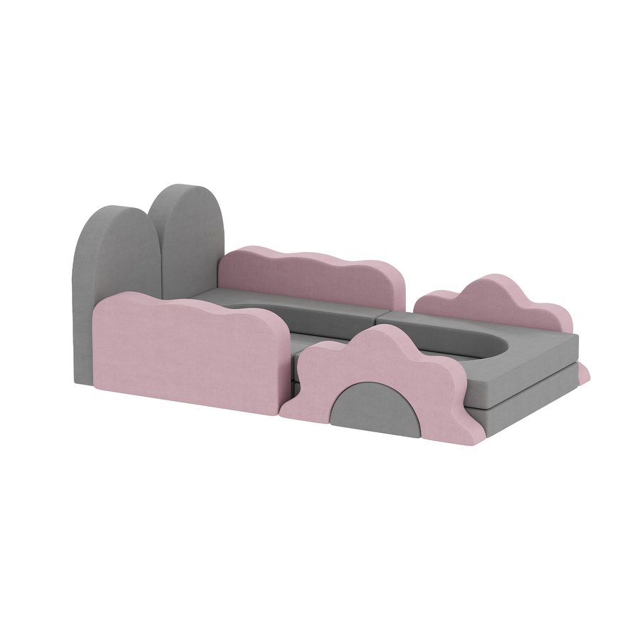 AIYAPLAY Schaumstoff Bausteine Kinder 12 Stück Klettern Softbausteine mit Bällebad Bausteinset Großbausteine Riesenbausteine Baby Bauklötze mit Cordoptik Grau   Aosom von AIYAPLAY
