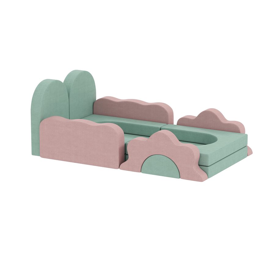 AIYAPLAY Schaumstoff Bausteine Kinder 12 Stück Klettern Softbausteine mit Bällebad Bausteinset Großbausteine Riesenbausteine Baby Bauklötze mit Cordoptik Grün   Aosom von AIYAPLAY