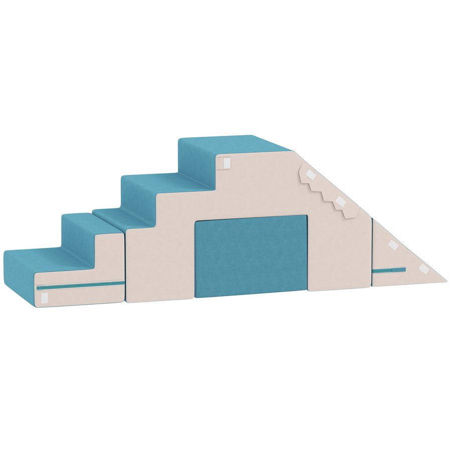 AIYAPLAY Kinder Schaumstoff Bausteine 2er Set Softbausteine Riesenbausteine Großbausteine mit Samtoptik Klettern Bauklötze Bausteinset Beige+Blau   Aosom von AIYAPLAY