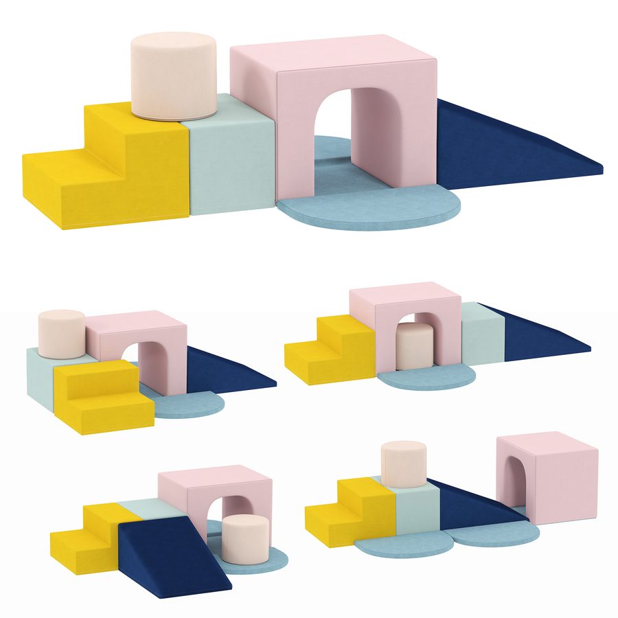 AIYAPLAY Schaumstoff Bausteine für Kinder Klettern 8 teilige Indoor Softbausteine mit Waschbare Hülle XXL Kletterblöcke Montessori Spielzeug Kletterspielzeug für Zuhause Bunt   Aosom von AIYAPLAY