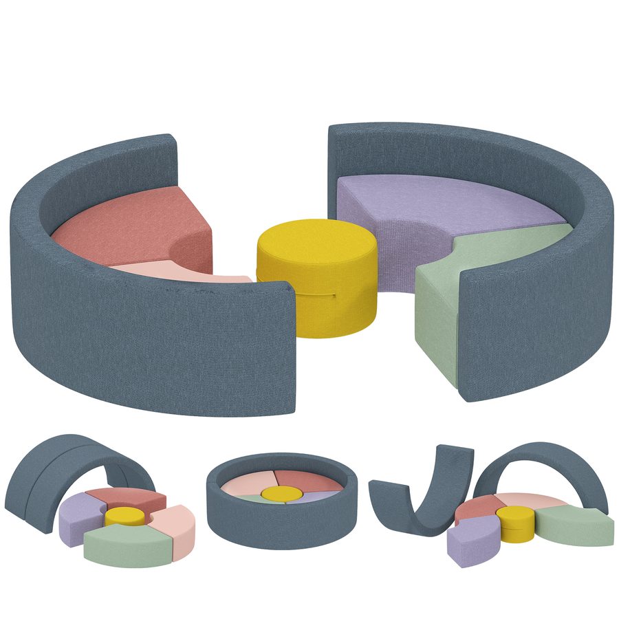 AIYAPLAY Schaumstoff Bausteine 7er-Set Kinder Softbausteine Riesenbausteine mit Cord-Optik Kletterblöcke Großbausteine Bauklötze Bunt   Aosom von AIYAPLAY