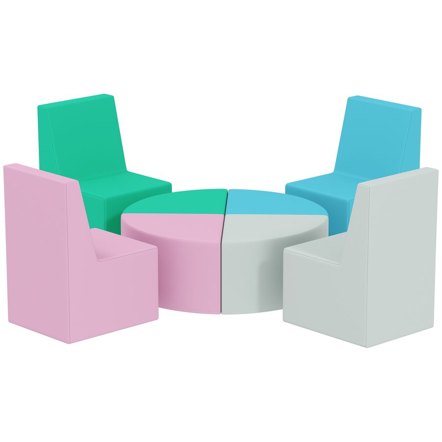 AIYAPLAY 8 TLG. Schaumstoff Bausteine Kinder Softbausteine mit Tisch- und Stuhldesign klettern Bauklötze Weiche Schaumstoffbausteine aus PU Riesenbausteine für Baby & Kleinkinder Mehrfarbig   Aosom von AIYAPLAY