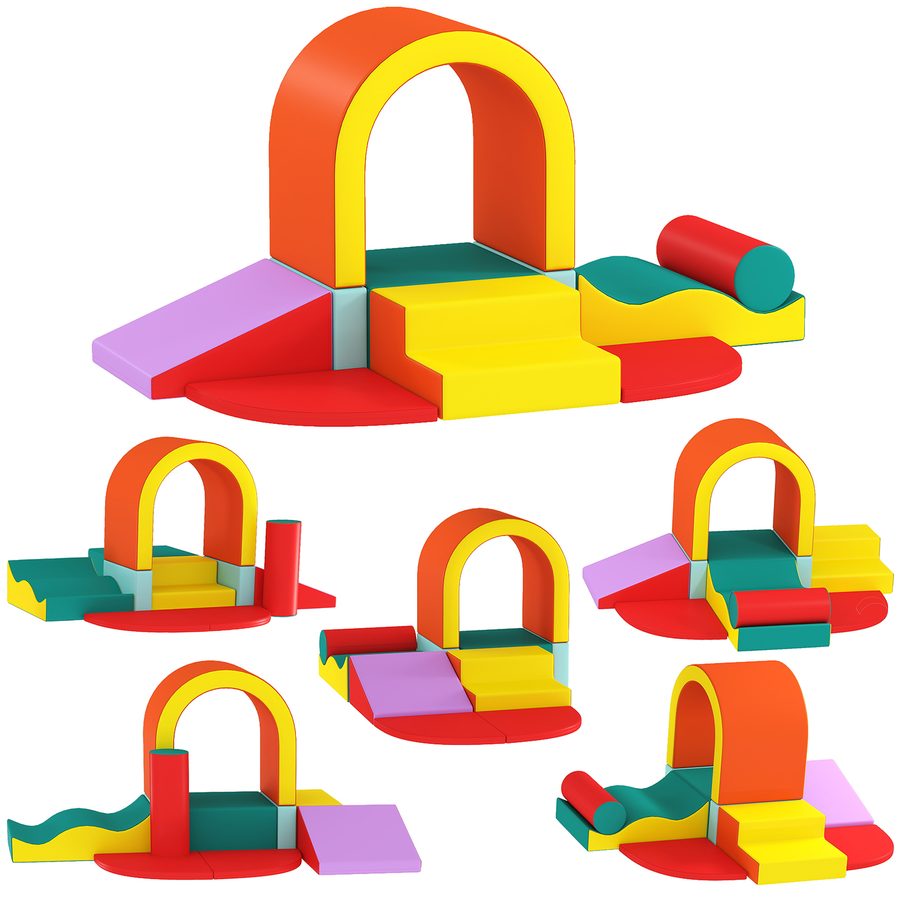 AIYAPLAY Motorik-Parcours Baby 10-teilig, Baby-Motorikmodul aus EPE-Schaum mit PU-Bezug, Schaumstoff-Bausteine, Lernspielzeug für Vorschulkinder, mehrfarbig   Aosom von AIYAPLAY