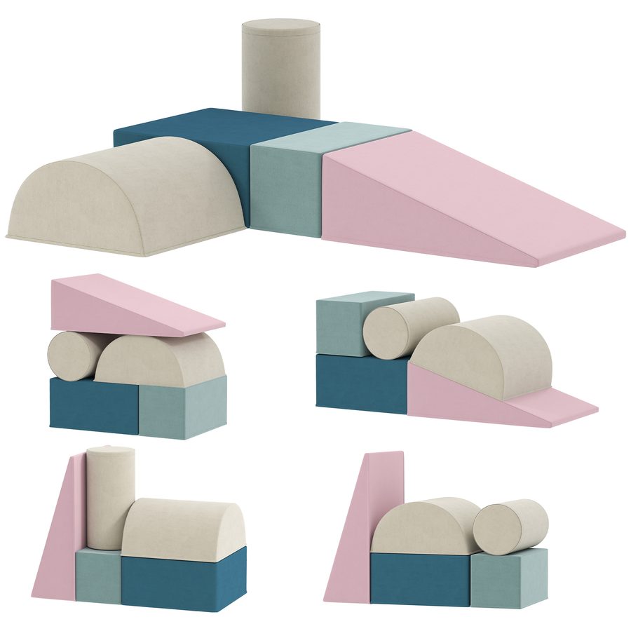 AIYAPLAY Kinder Schaumstoff Bausteine 5 Stück Rutschfest Klettern Riesenbausteine Softbausteine Großbausteine mit Samtoptik Bausteinset Bauklötze Bunt   Aosom von AIYAPLAY