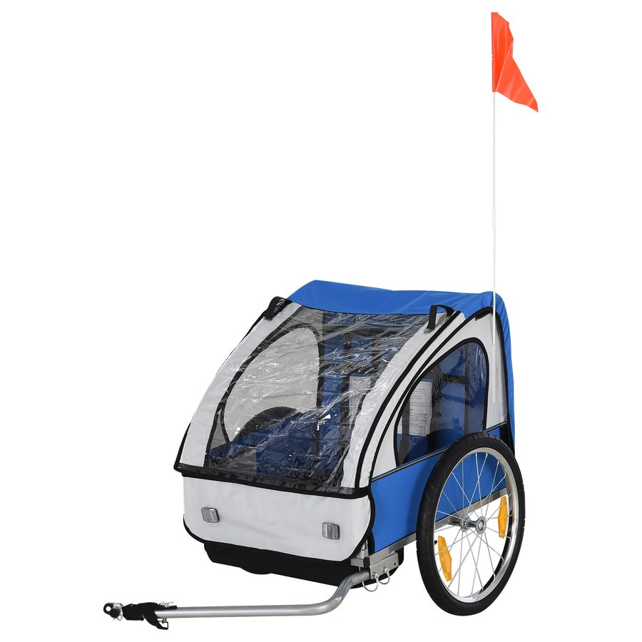 HOMCOM Kinderanhänger Kinderfahrrad, für 2 Kinder, Stahlrahmen, Sitzträger mit Sicherheitsgurt, für Kinder ab 18 Monaten, Oxford-Gewebe   Aosom von HOMCOM