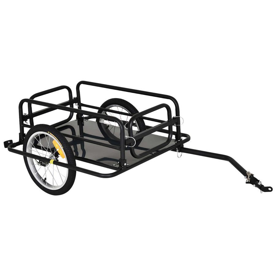 HOMCOM Lastenanhänger für Fahrrad Transportanhänger Fahrradanhänger Handwagen Kupplung faltbar Stahl Schwarz 139 x 71,5 x 49 cm   Aosom von HOMCOM