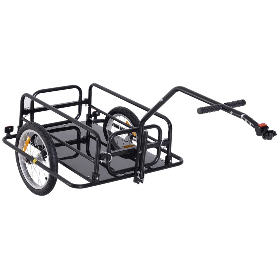 HOMCOM Fahrradanhänger  Lastenanhänger 40 kg Belastbarkeit, Transportanhänger mit klappbarer Kupplung, Schwarz, 155x71,5x77cm  Aosom von HOMCOM