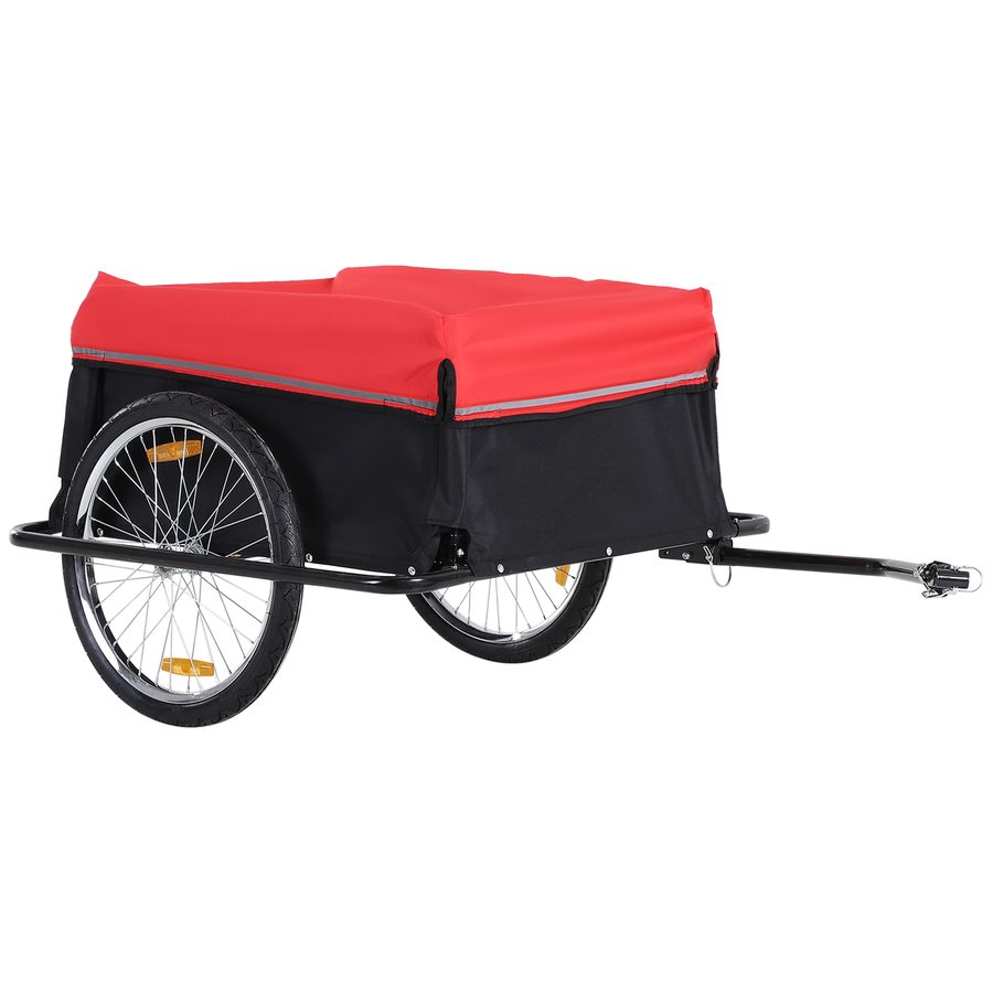 HOMCOM Lastenanhänger Transportanhänger 2-Rad Lasten-Fahrradanhänger Schwarz Rot, robust & vielseitig für Fahrradtouren   Aosom.de von HOMCOM