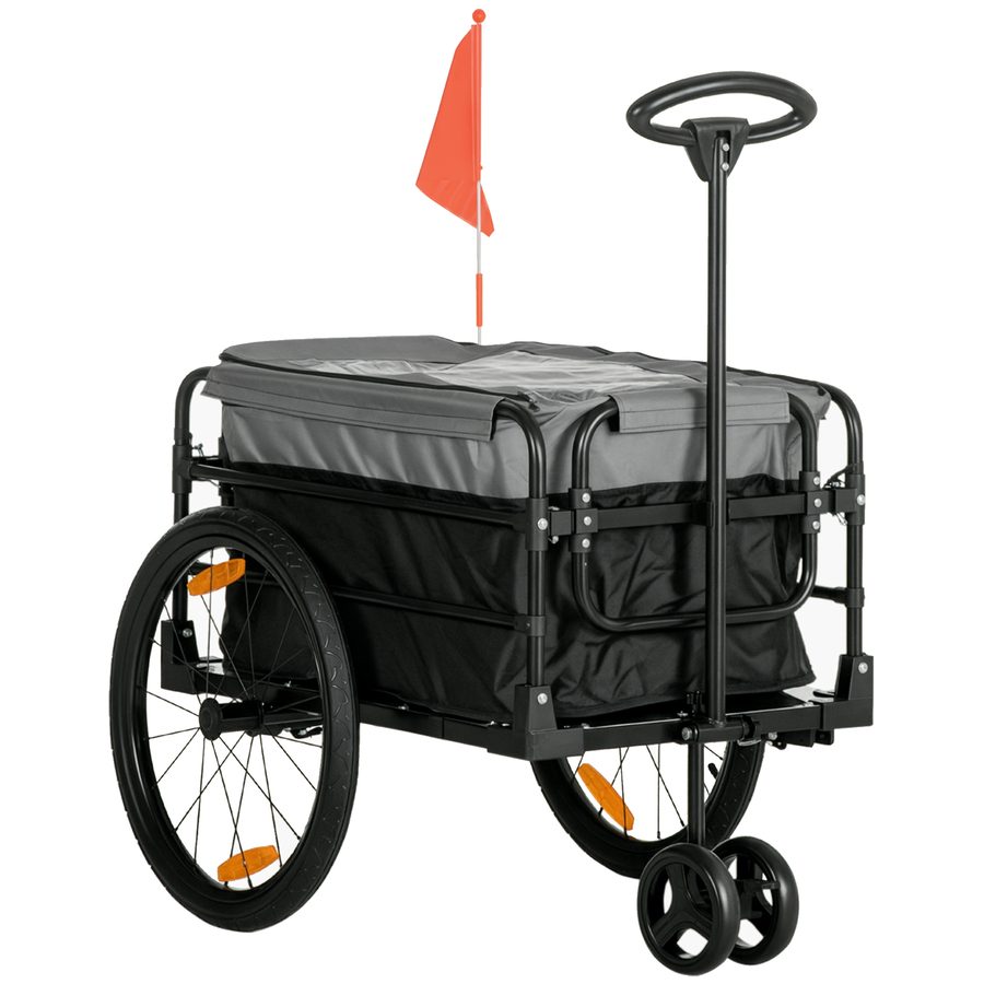 HOMCOM 2-in-1 Fahrradanhänger Lastenanhänger Transportanhänger für Fahrrad mit 20 Zoll-Luftreifen 40 kg Belastbarkeit 130 x 64 x 64/103 cm   Aosom von HOMCOM