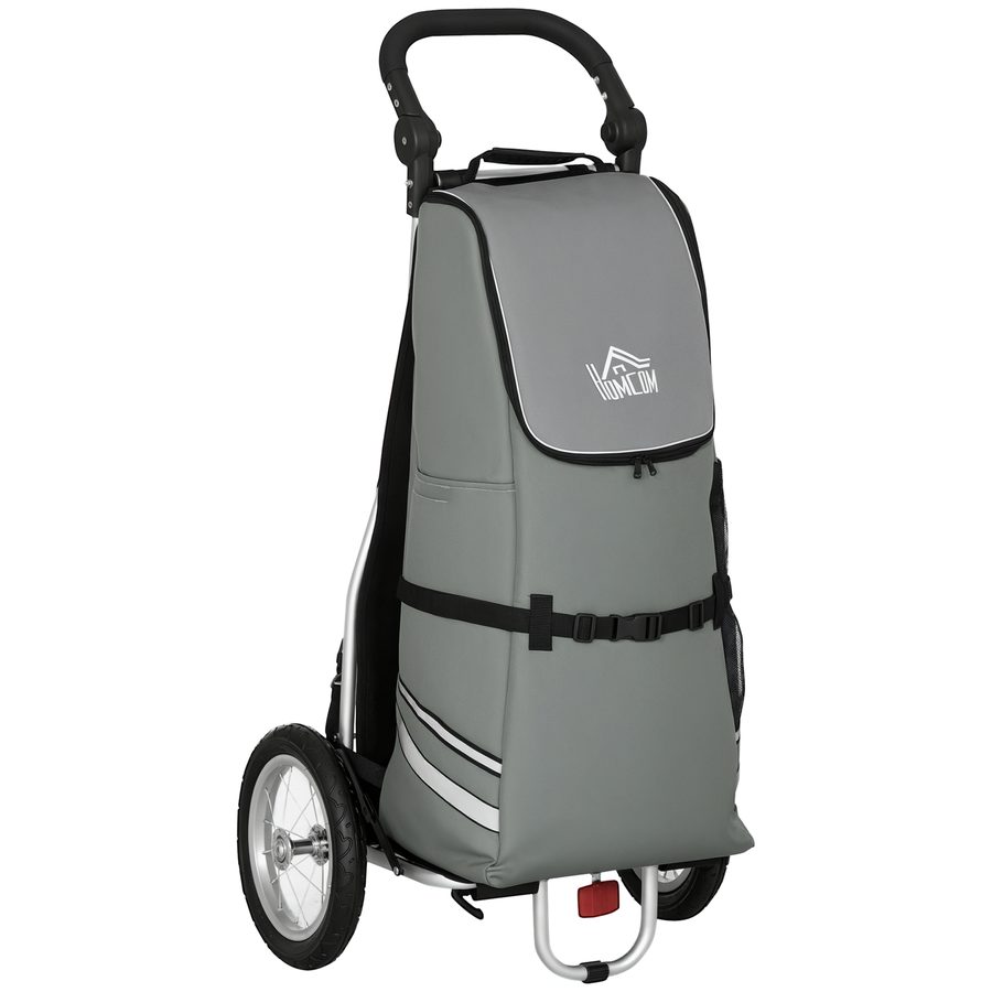 HOMCOM Lastenanhänger & Einkaufstrolley 2 in 1  Für Fahrradanhänger, mit Verbindungsschellen, 24,3kg, 55L, Alu+Oxford, Grau+Silber, 53x43x110cm  Aosom von HOMCOM
