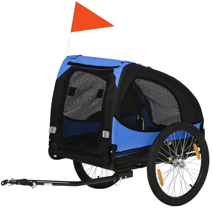 PawHut Hundeanhänger, klappbarer Fahrradanhänger für Hunde, Schnellspanner, wasserbeständig, Oxfordstoff, Stahl, 140 x 71 x 83 cm, Blau   Aosom von PawHut