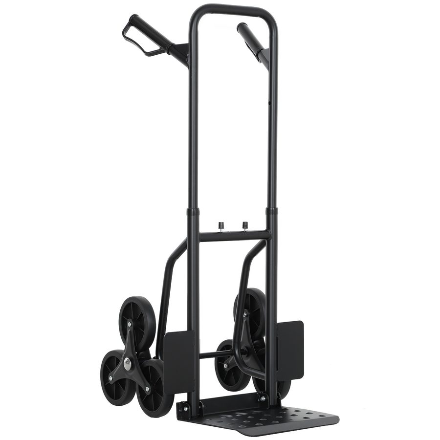 DURHAND Treppenkarre faltbar 120 kg 6 Räder, robuste Stahl-Sackkarre mit Teleskopgriffen, Transportkarre für Lager, Flughafen, sperrige & schwere Gegenstände, schwarz   Aosom von Durhand