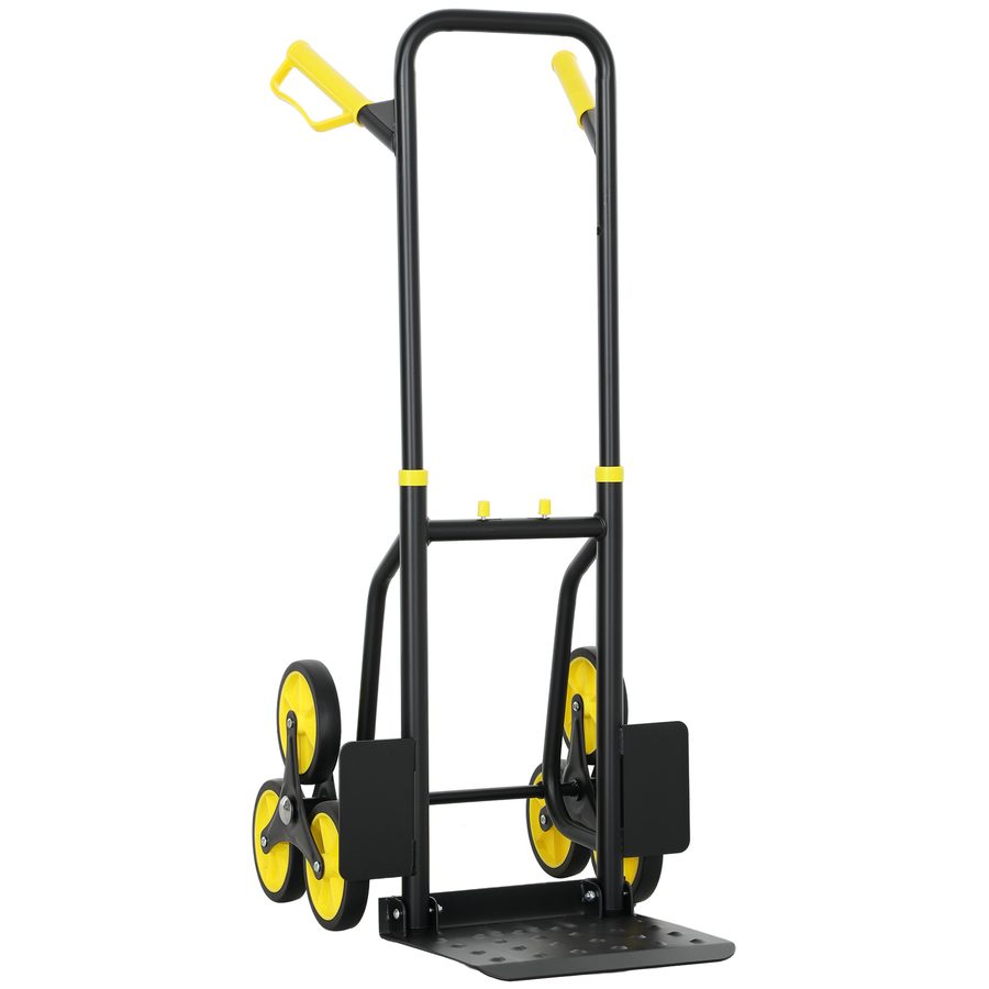 DURHAND Faltbare Treppenkarre 6 Räder, 120 kg, robuste Stahlkarre mit Teleskopgriffen, Transportwagen für Lager, Flughafen, sperrige & schwere Gegenstände, gelb   Aosom von Durhand