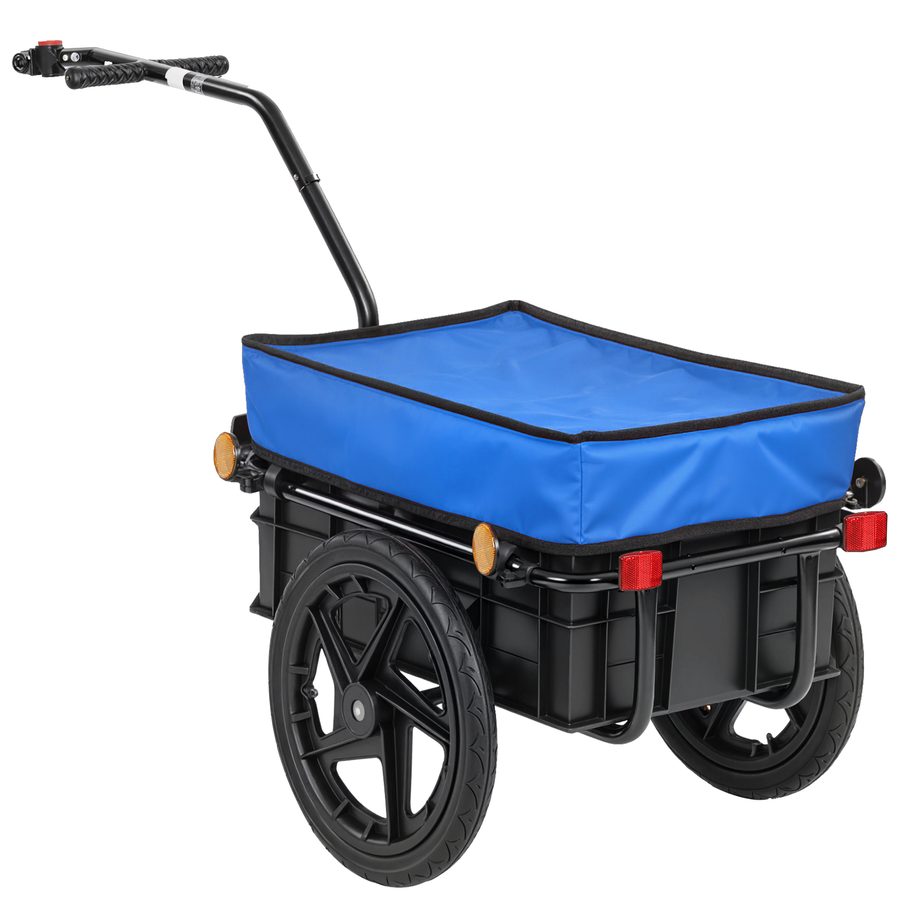 HOMCOM Fahrradanhänger für Gepäck, 40 kg, Handwagen mit wasserfester Oxford-Stoffabdeckung, Reflektoren, Stahlrahmen und Griffen, 144x59x80 cm, Blau   Aosom von HOMCOM