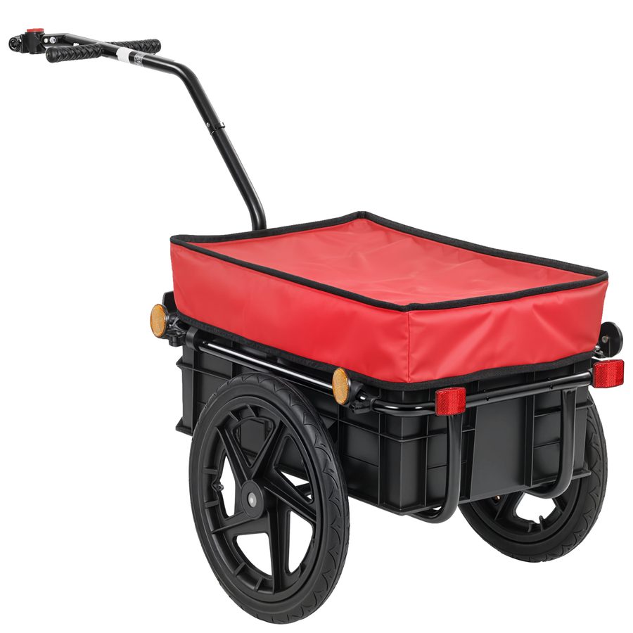 HOMCOM Fahrradanhänger für 40 kg, Handwagen mit wasserfester Oxford-Stoffabdeckung, Reflektoren, Stahlrahmen und Griffen zum Transport von Gepäck, 144x59x80 cm, Rot   Aosom von HOMCOM