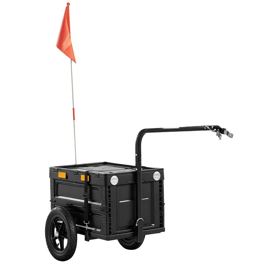 SPORTNOW Faltbarer Fahrradanhänger 65L mit Deckel, Schnellrädern, reflektierenden Aufklebern, Sicherheitsfahne, Tragtasche, max. Zuladung 30 kg   Aosom von SPORTNOW
