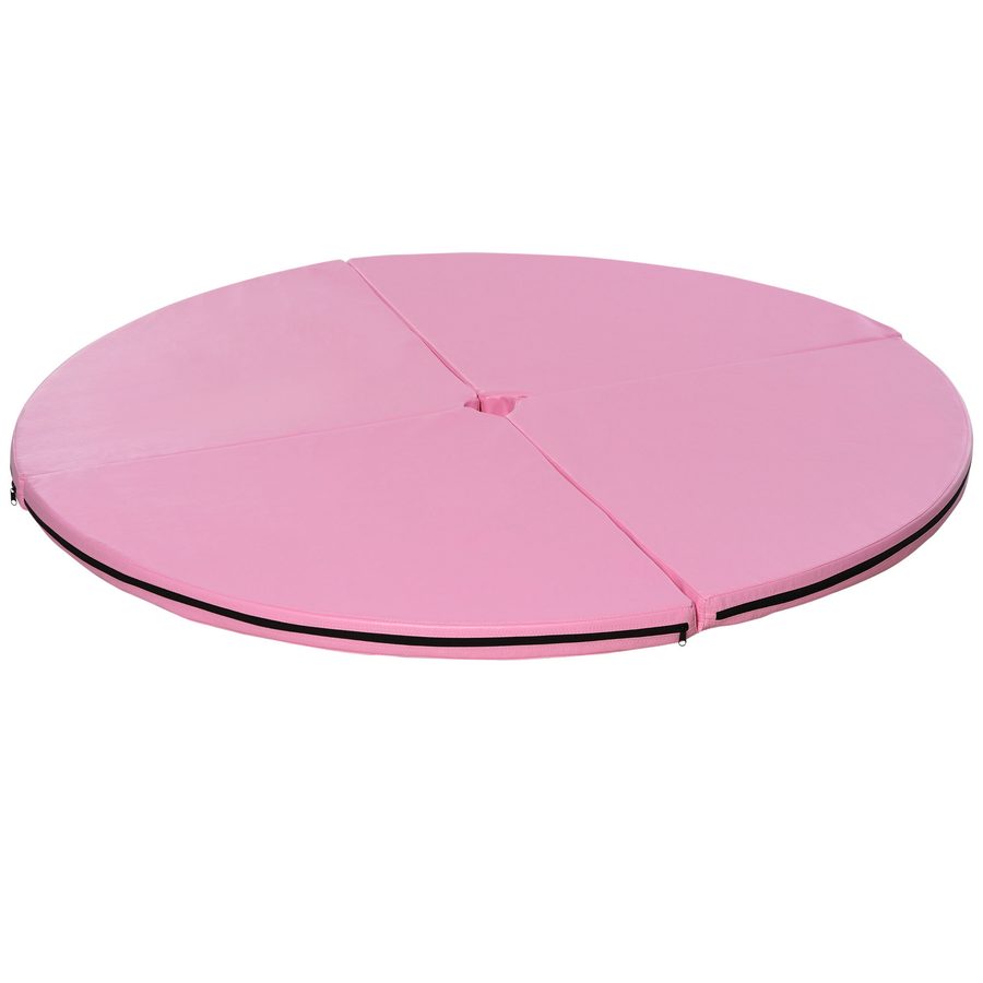 HOMCOM Tanzstangenmatte, Ø 150cm Stangentanz Schutzmatte, 5 cm dick Pole Dance Matte, faltbare Sicherheitsmatte, tragbare Fitness Matte, Stoßdämpfende Sicherheitsmatte, Gymnastik, Yoga, Rosa   Aosom von HOMCOM