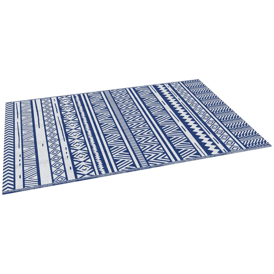 Outsunny Garten Teppich Style Graphique - Reversible Teppich 2 Muster - Maße 2,74L x 1,82B m - Hochdichtes PP 310 g/m² Blau und Weiß   Aosom von Outsunny